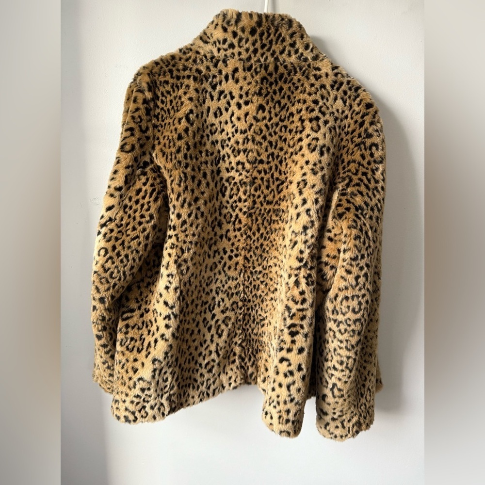 VTG White Stag Leopard Print Faux Fur Coat Jacket Zip Up Jacket Hippie Size M L - Picture 12 of 13